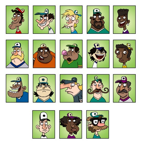 Aaron Blecha Illustrates Baseball Player Characters