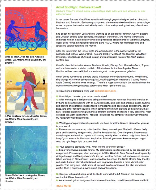 Barbara Kosoff in Illustration Voice featuring work created for the LA Times!
