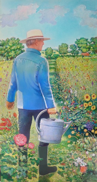 Catherine HUERTA paints a Dutchman in his French Garden.