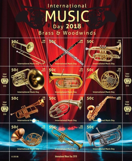 Sergio Baradat Creates 3 New UN Stamps for Music Day