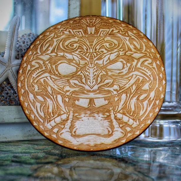 Tiki LaserEngraved Wood Coasters