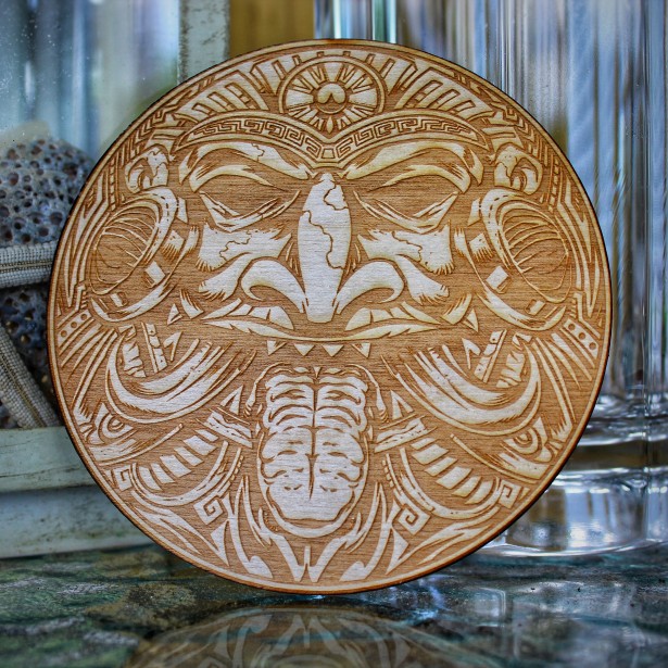 Tiki LaserEngraved Wood Coasters