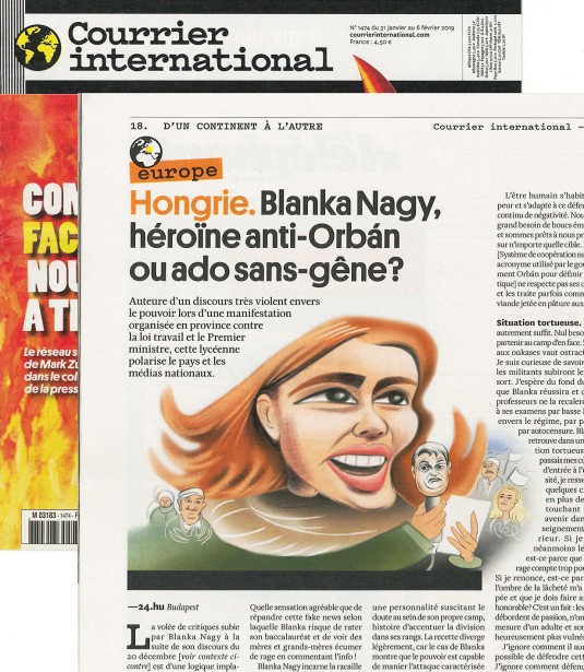 Urs J. Knobel's Caricature of Blanka Nagy for Courrier International