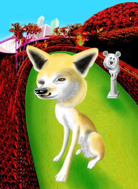 Urs J. Knobel Illustrated a Portrait Titled" Akita Inu"
