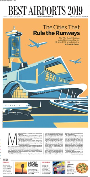 Canu Illustrates WSJ Life & Arts "Best Airports 2019" issue