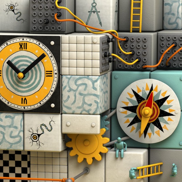 Richard Borge Illustrates Neural Wayfinding for Scientific American