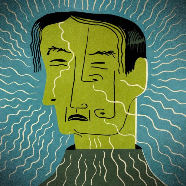 David Plunkert "Fate and the Odor of Aging" for Wired Japan