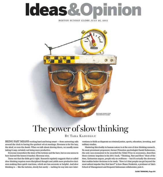 Borge's Illo "The Power of Slow Thinking" for the Boston Sunday Globe