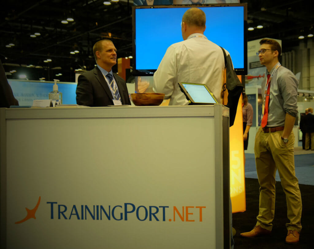 TrainingPort.net, a Canadian online training company, welcomed many visitors to its booth on the show floor and was celebrating a new flight attendant training program. Ben Forrest Photo