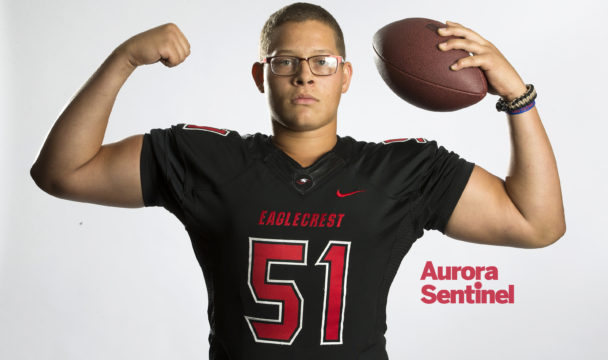 Eaglecrest High School football Elijah Brockman on Wednesday Aug. 03, 2016 at Aurora Sentinel. Photo by Gabriel Christus/Aurora Sentinel
