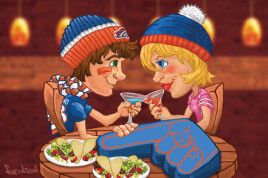 Broncos Date Restaurant Illustration