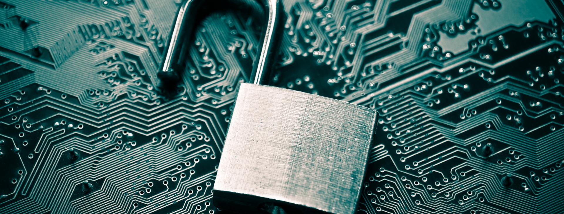 unlocked padlock on motherboard