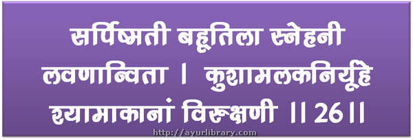 26th verse - Charaka Samhita Sutra Chapter 2