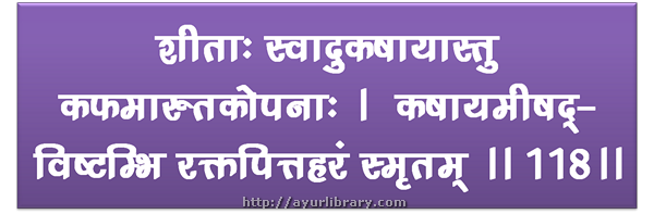 118 verse - Charaka Samhita Sutra Chapter 27
