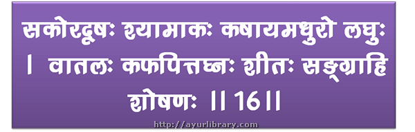 16th verse - Charaka Samhita Sutra Chapter 27