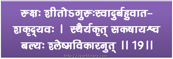 19th verse - Charaka Samhita Sutra Chapter 27