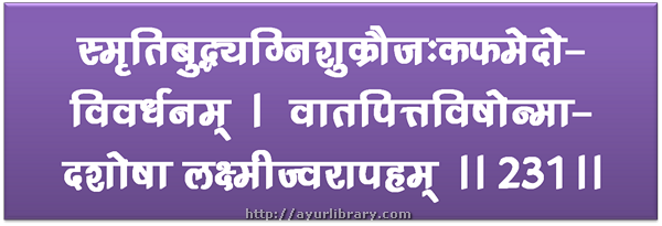 231st verse - Charaka Samhita Sutra Chapter 27