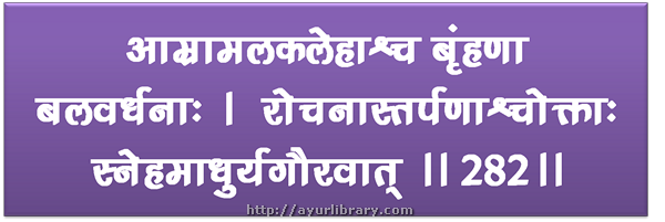 282nd verse - Charaka Samhita Sutra Chapter 27