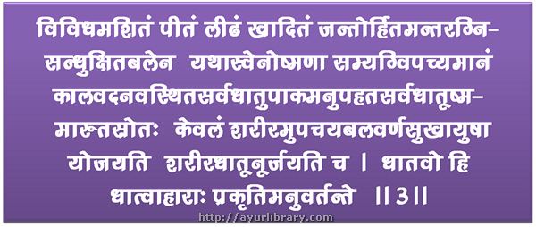 3rd verse - Charaka Samhita Sutra Chapter 28