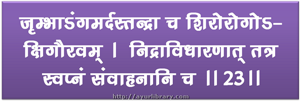 23rd verse - Charaka Samhita Sutra Chapter 7