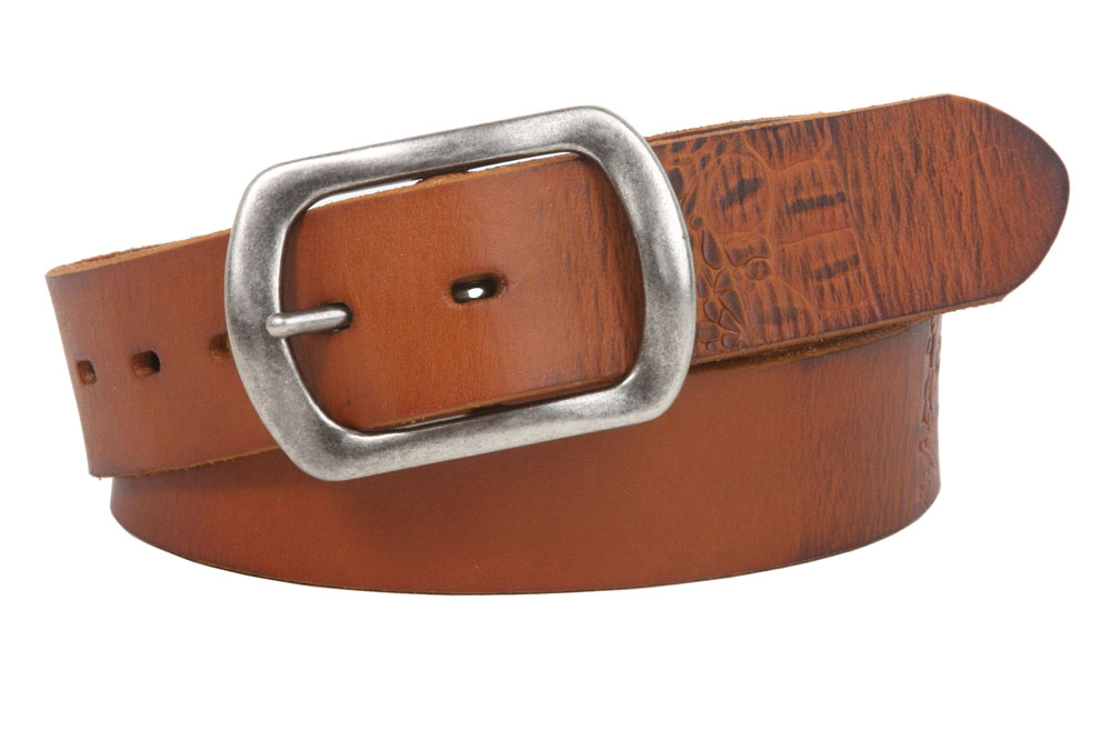 Leather Cowhide Classic Oval Buckle Belt crazy-leather-cowboy-belt-  main image 3