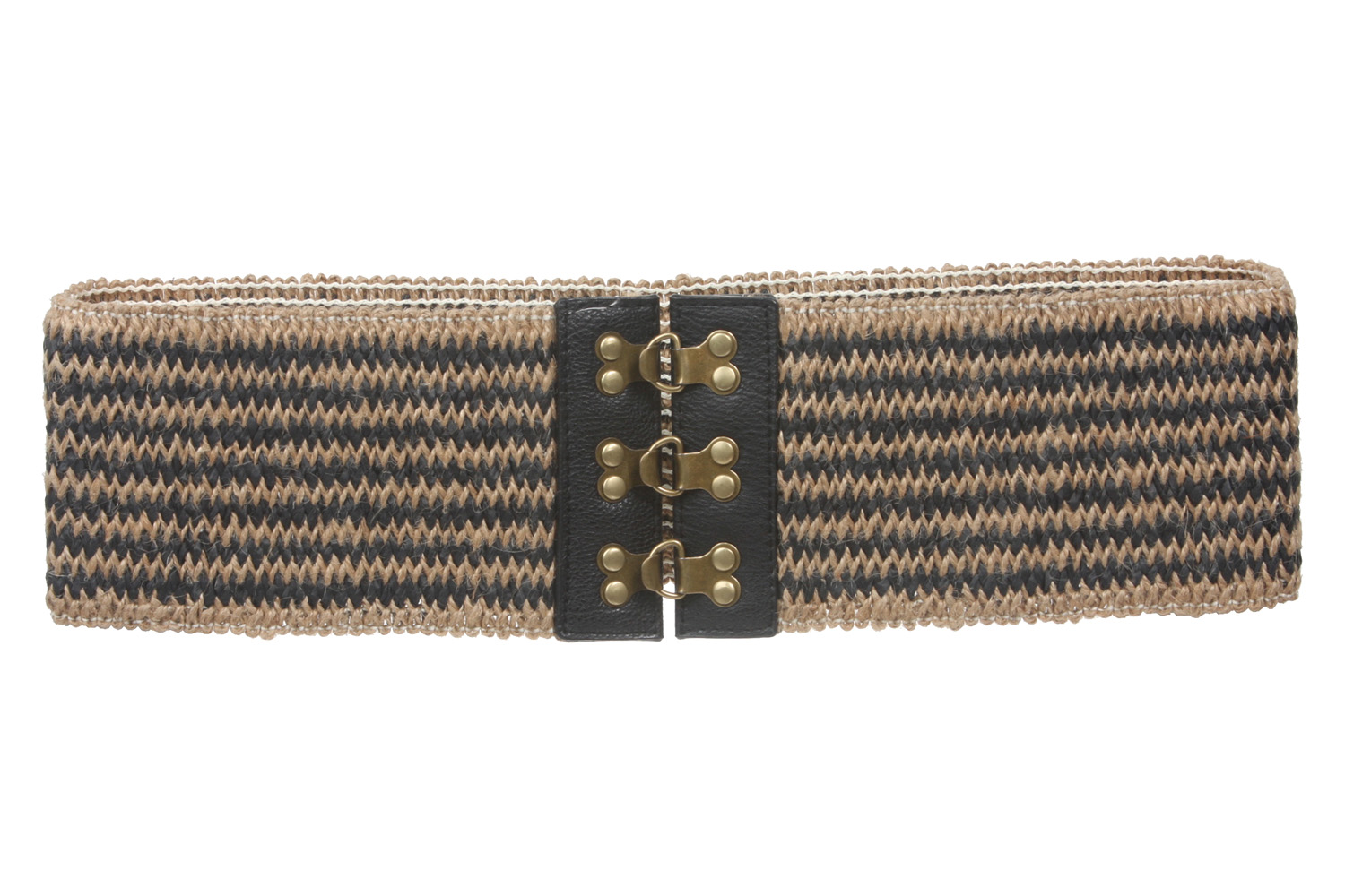 3 1/2" zweifarbig Hanf geflochten elastisch Stretch Gürtel - Bild 7 von 8