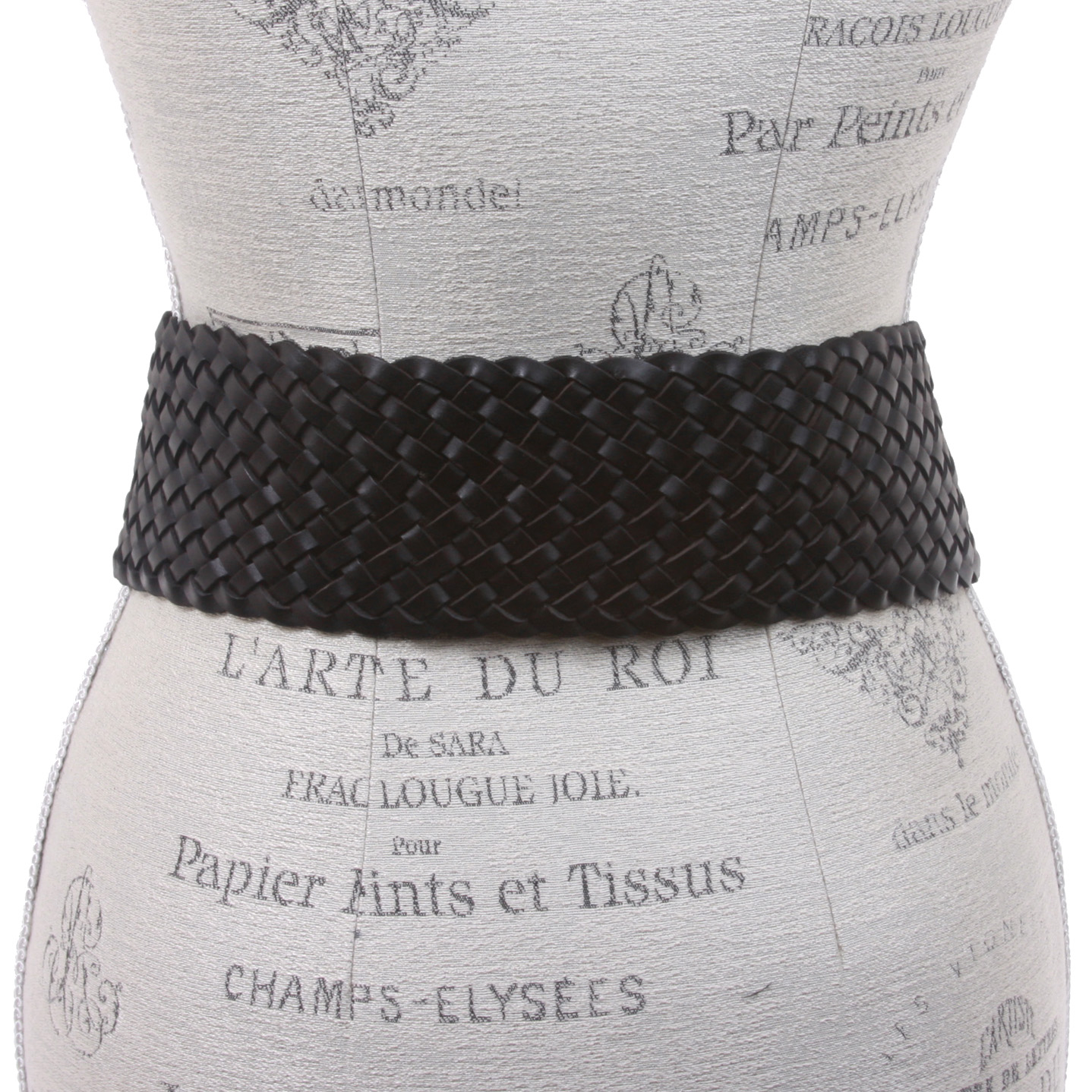 Women's 3 1/4" Wide Tapered Braided Woven High Waist Leather Belt - Picture 35 of 44