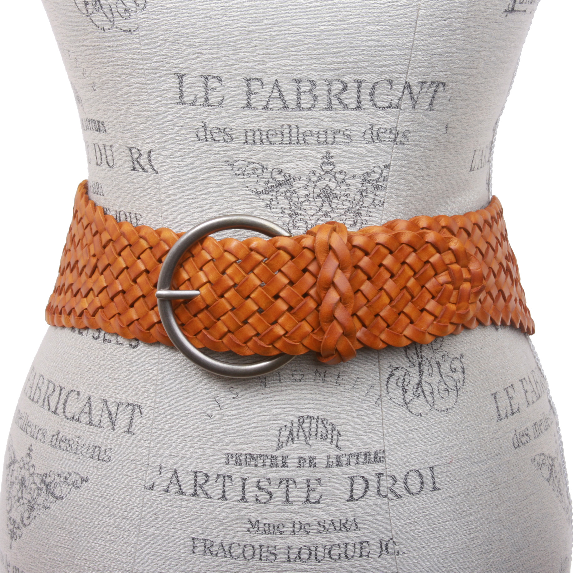 Women's 3 1/4" Wide Tapered Braided Woven High Waist Leather Belt - Picture 42 of 44
