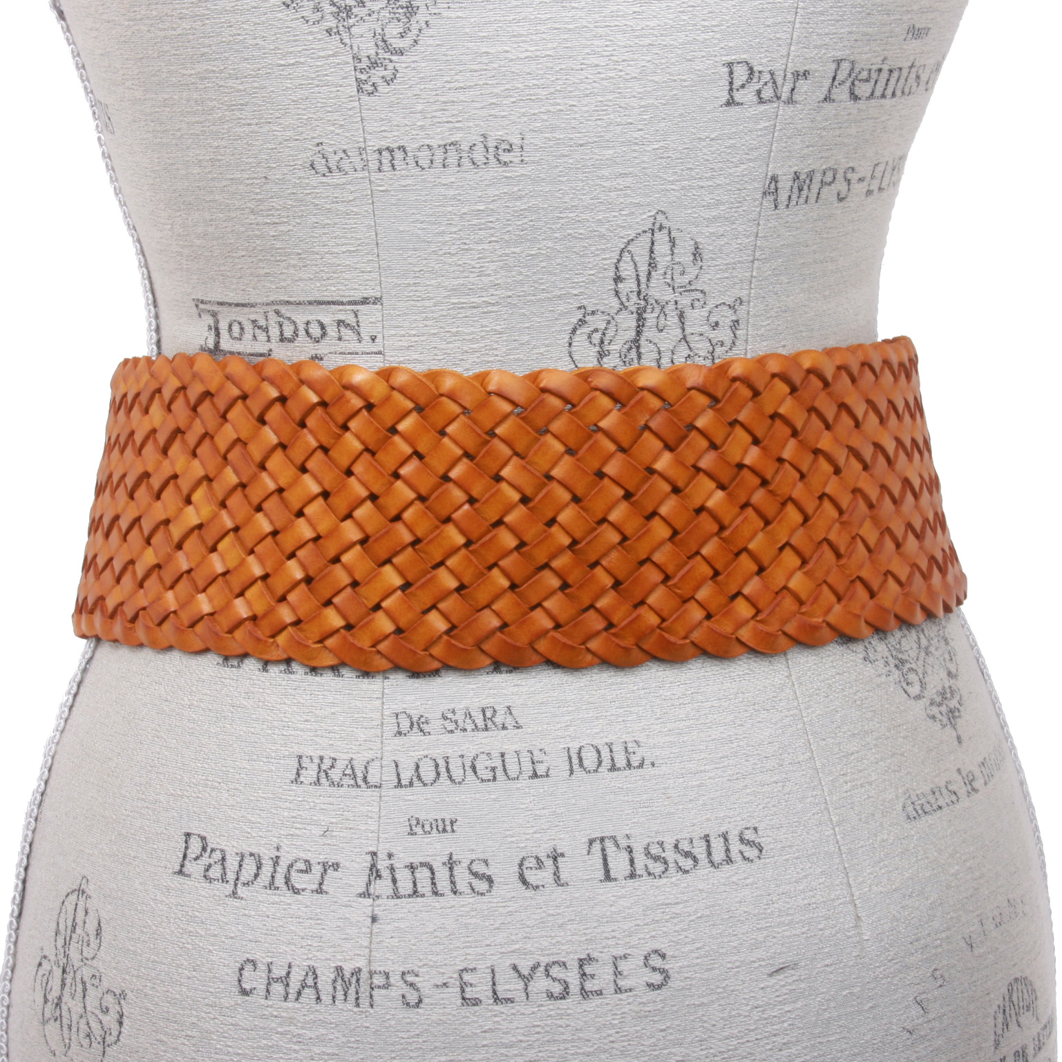 Women's 3 1/4" Wide Tapered Braided Woven High Waist Leather Belt - Picture 43 of 44