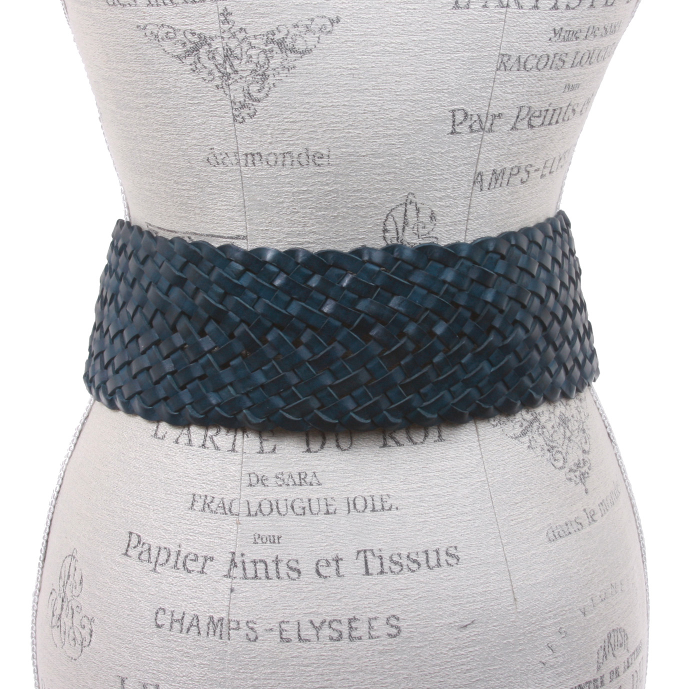 Women's 3 1/4" Wide Tapered Braided Woven High Waist Leather Belt - Picture 39 of 44