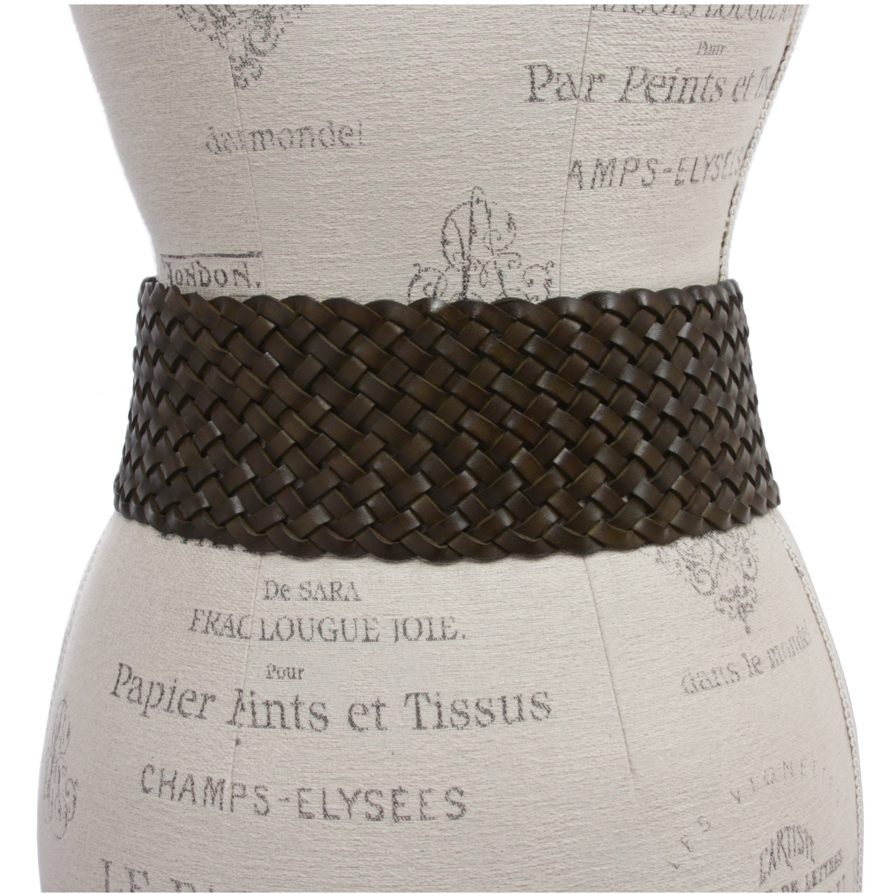 Women's 3 1/4" Wide Tapered Braided Woven High Waist Leather Belt - Picture 31 of 44
