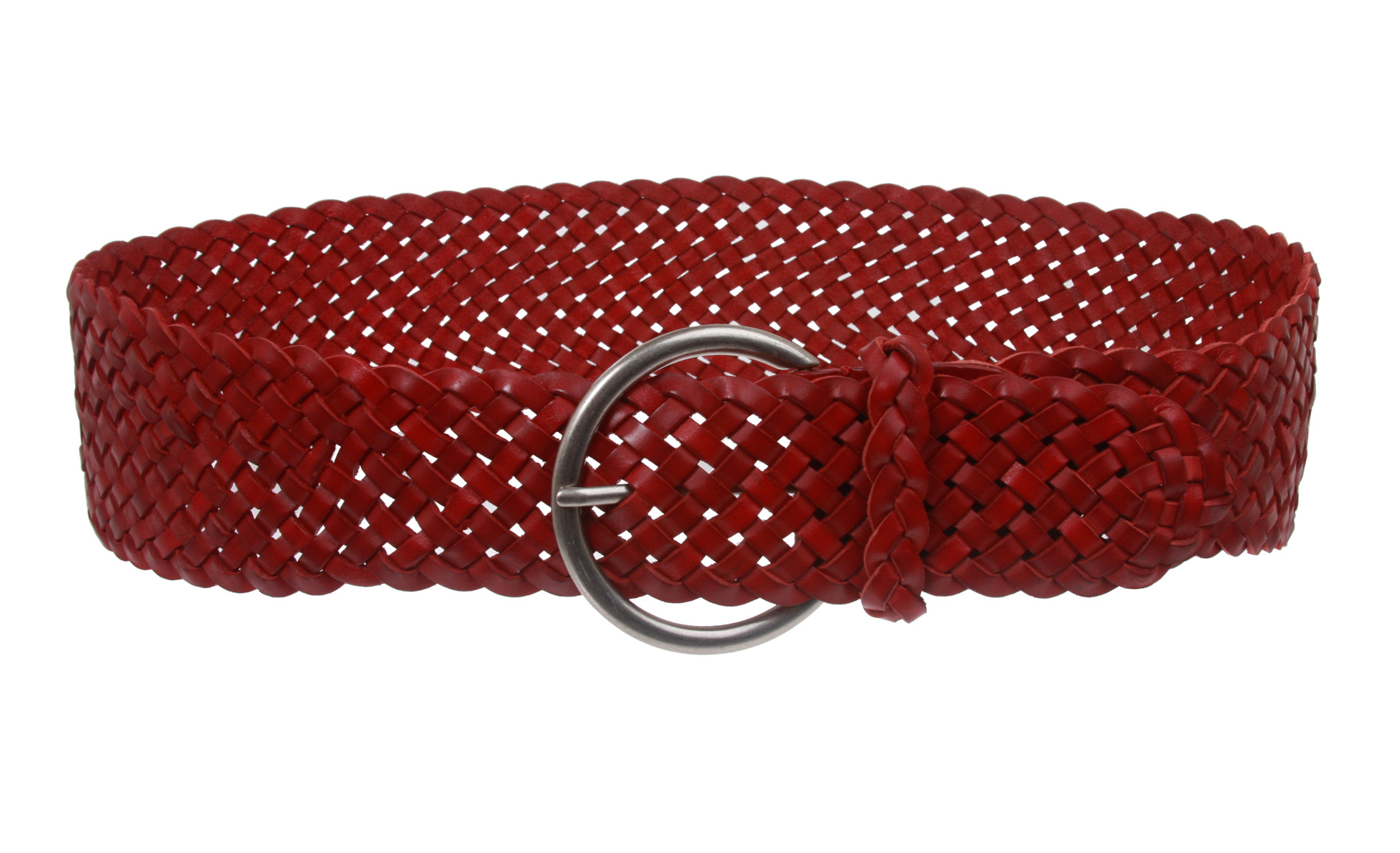 Women's 3 1/4" Wide Tapered Braided Woven High Waist Leather Belt - Picture 13 of 44