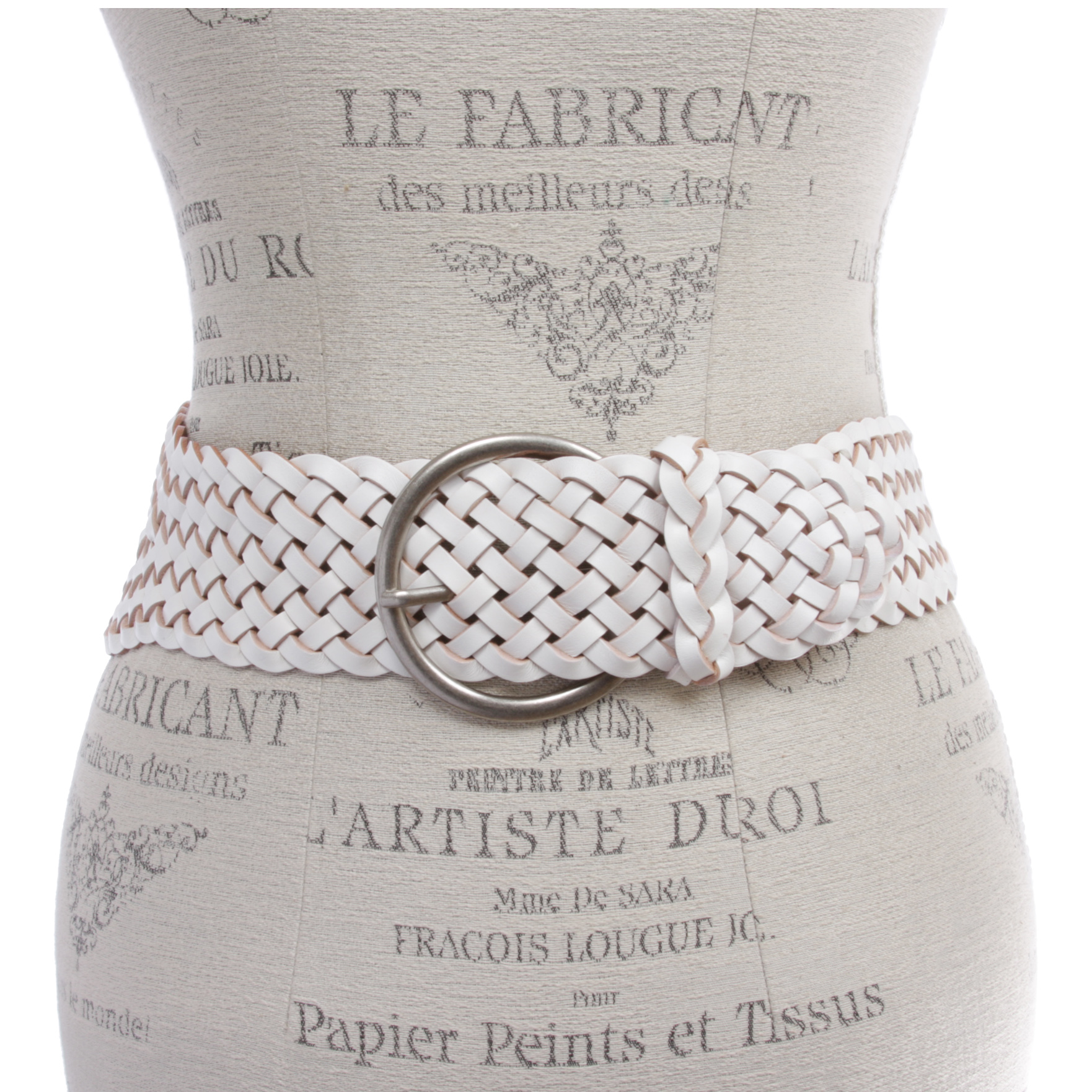 Women's 3 1/4" Wide Tapered Braided Woven High Waist Leather Belt - Picture 22 of 44