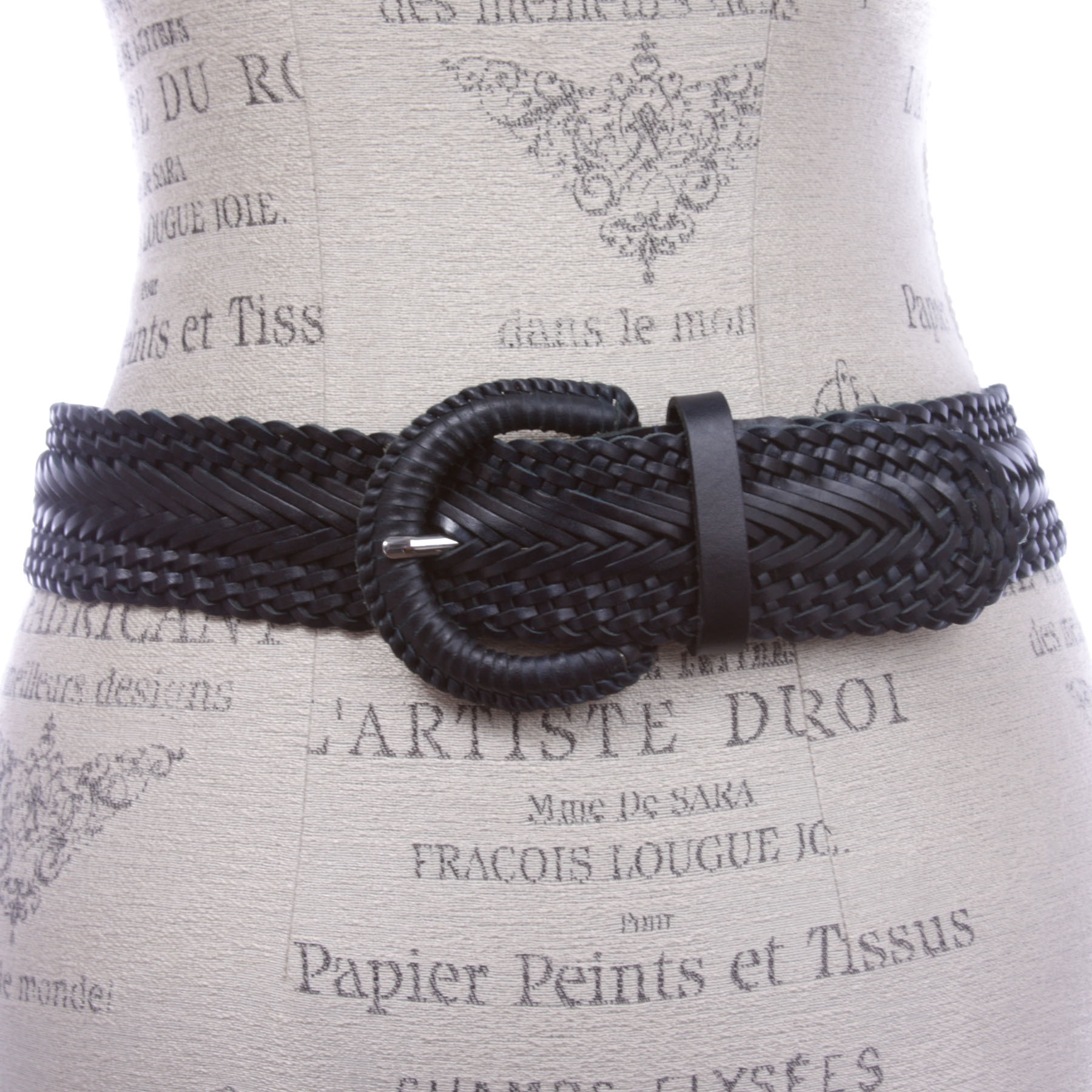 Women's 2" Wide Braided Woven Round Leather Belt - Picture 10 of 13