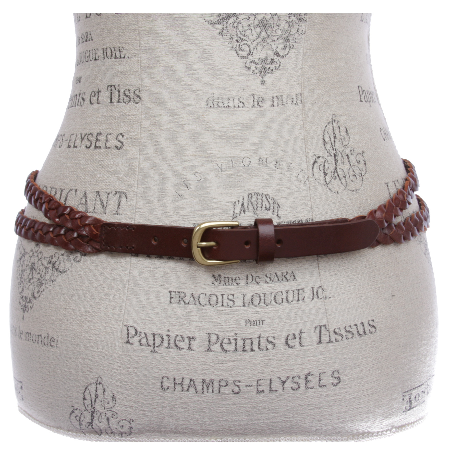 Women's Combinative Casual Leather Braided Double Belt - Picture 29 of 38