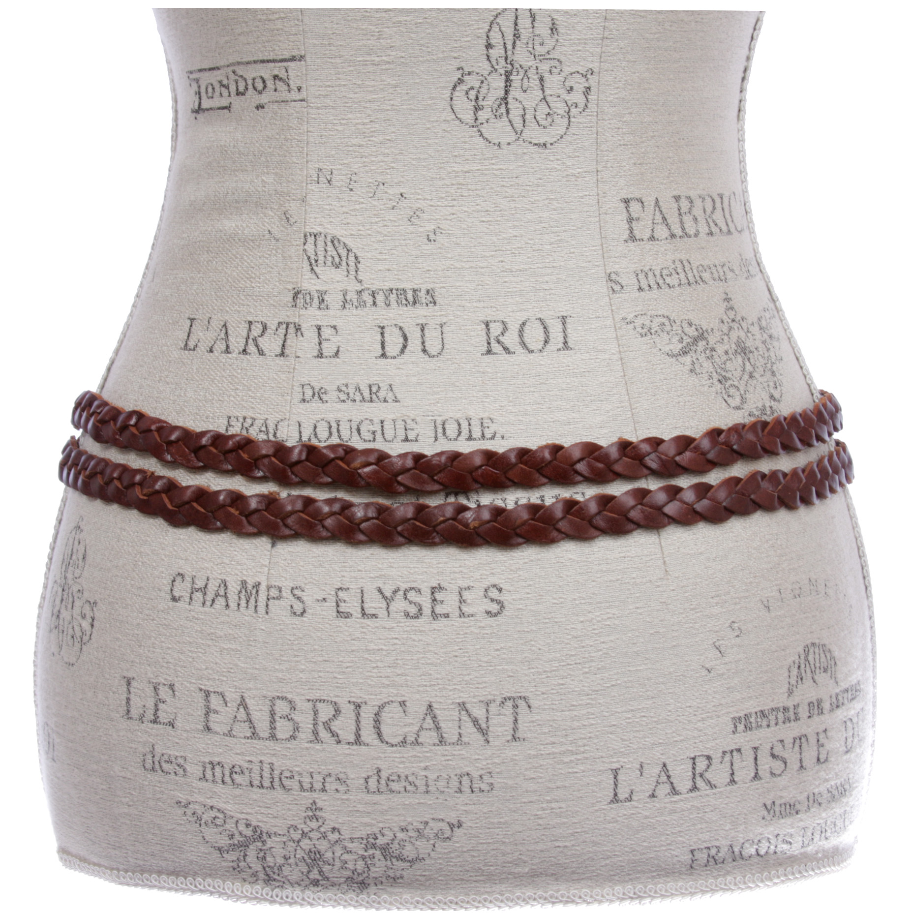 Women's Combinative Casual Leather Braided Double Belt - Picture 30 of 38