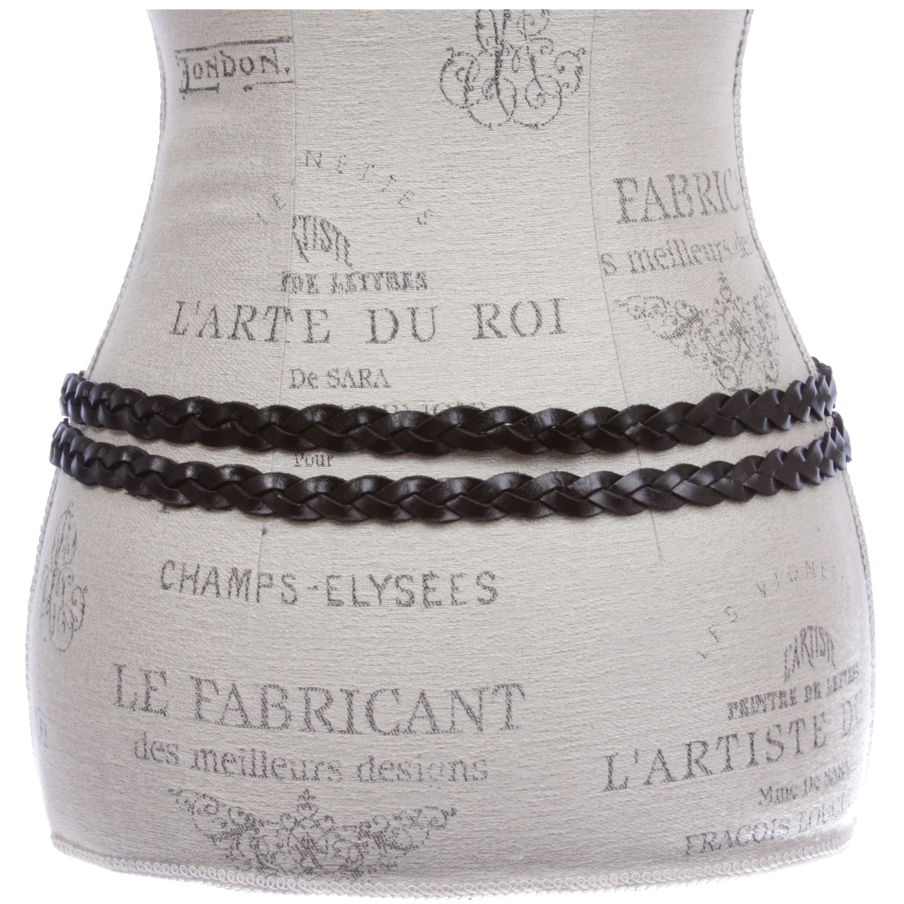 Women's Combinative Casual Leather Braided Double Belt - Picture 35 of 38