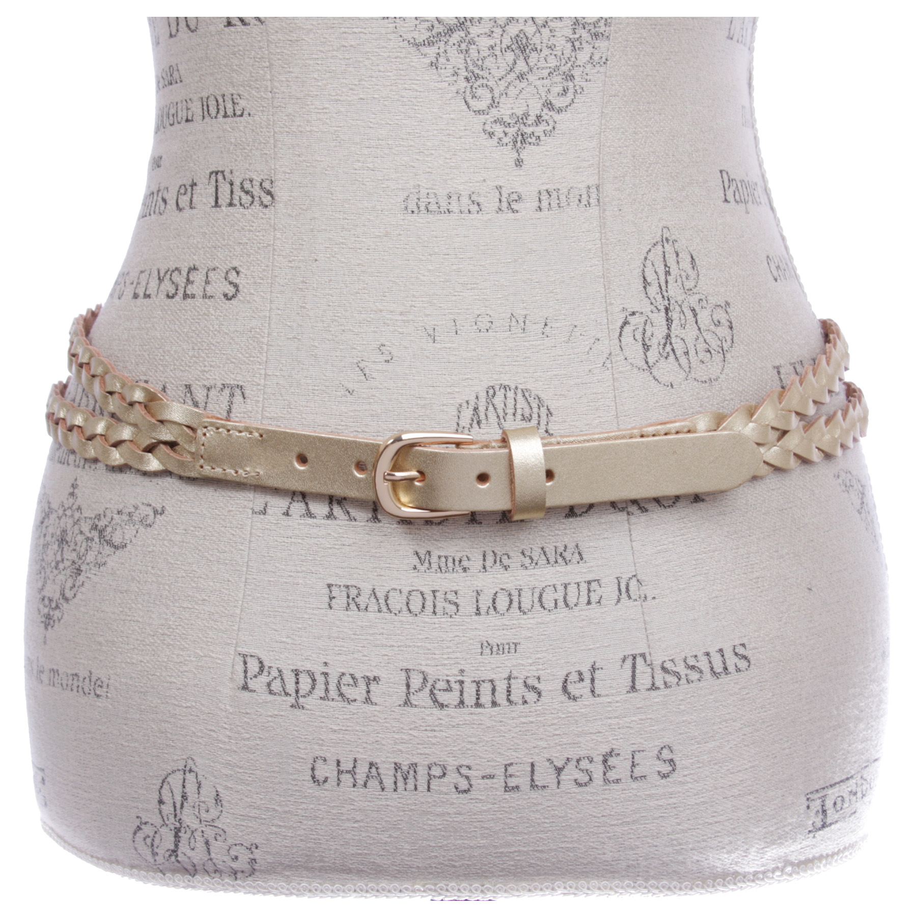 Women's Combinative Casual Leather Braided Double Belt - Picture 19 of 38