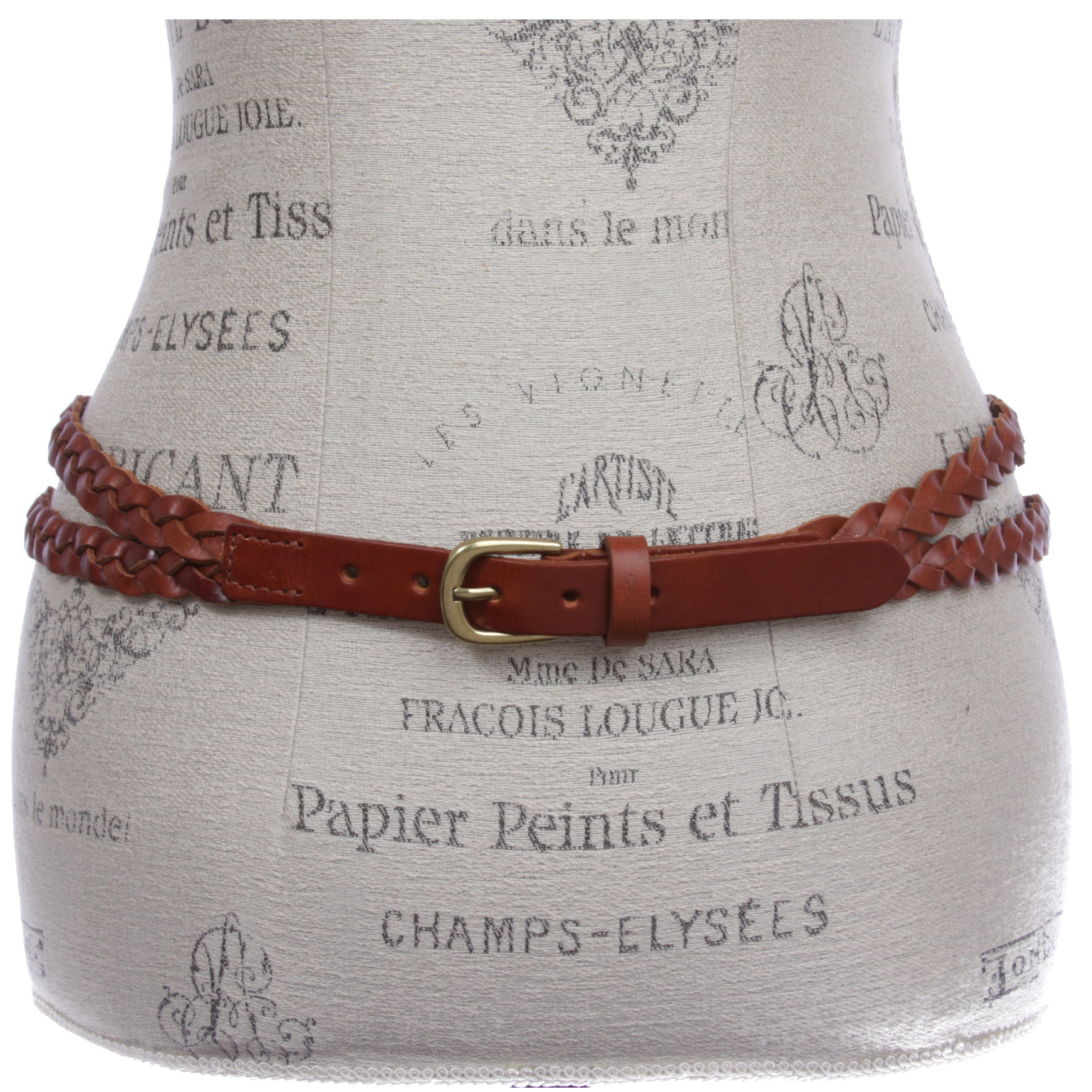 Women's Combinative Casual Leather Braided Double Belt - Picture 14 of 38