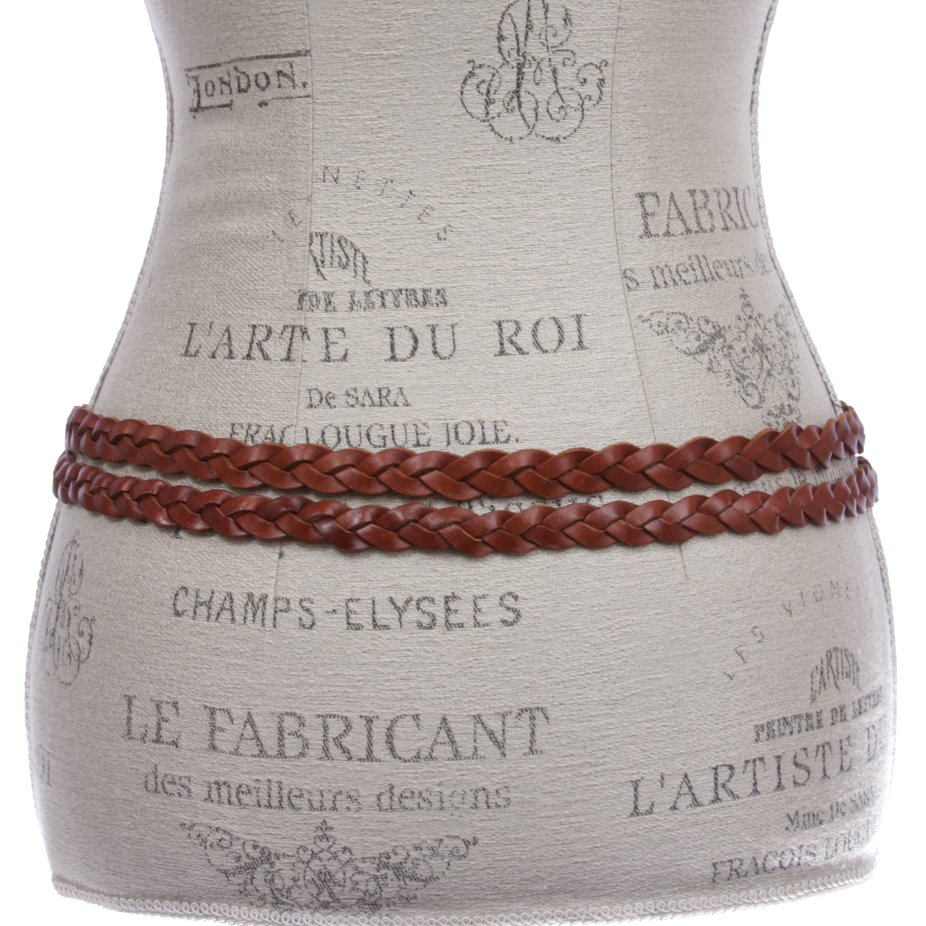 Women's Combinative Casual Leather Braided Double Belt - Picture 15 of 38