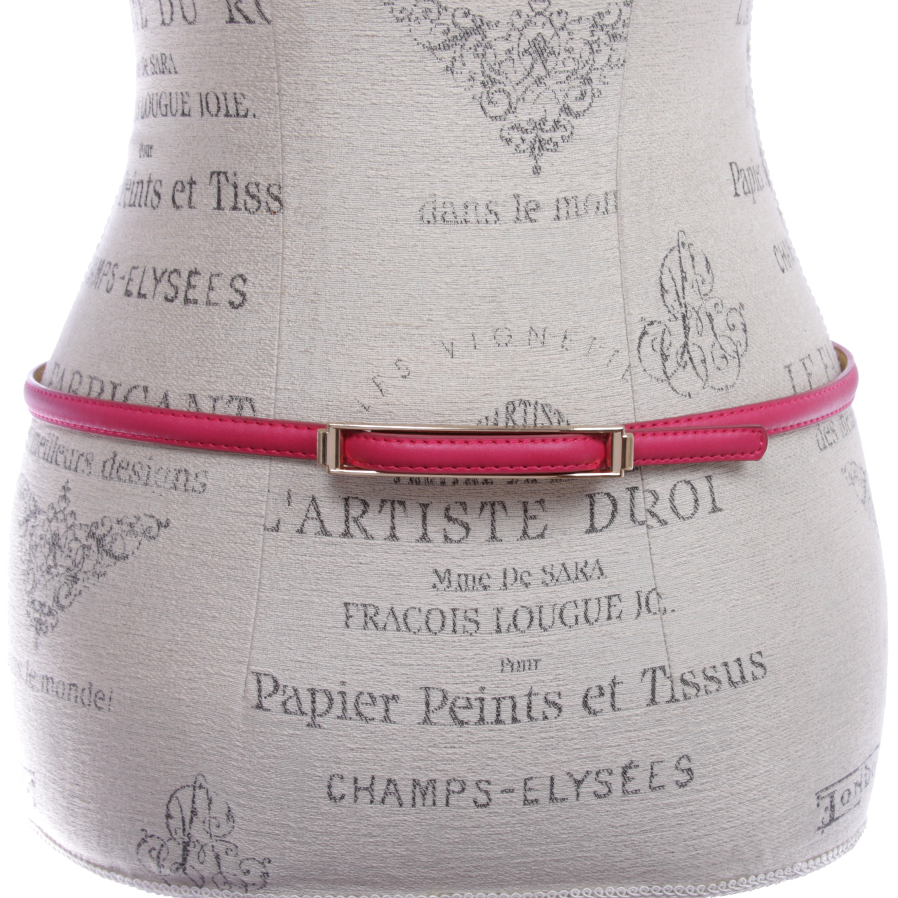 Womens Thin Belts Skinny Faux Leather Stitch Belt with Gold Tone Buckle - Picture 22 of 41