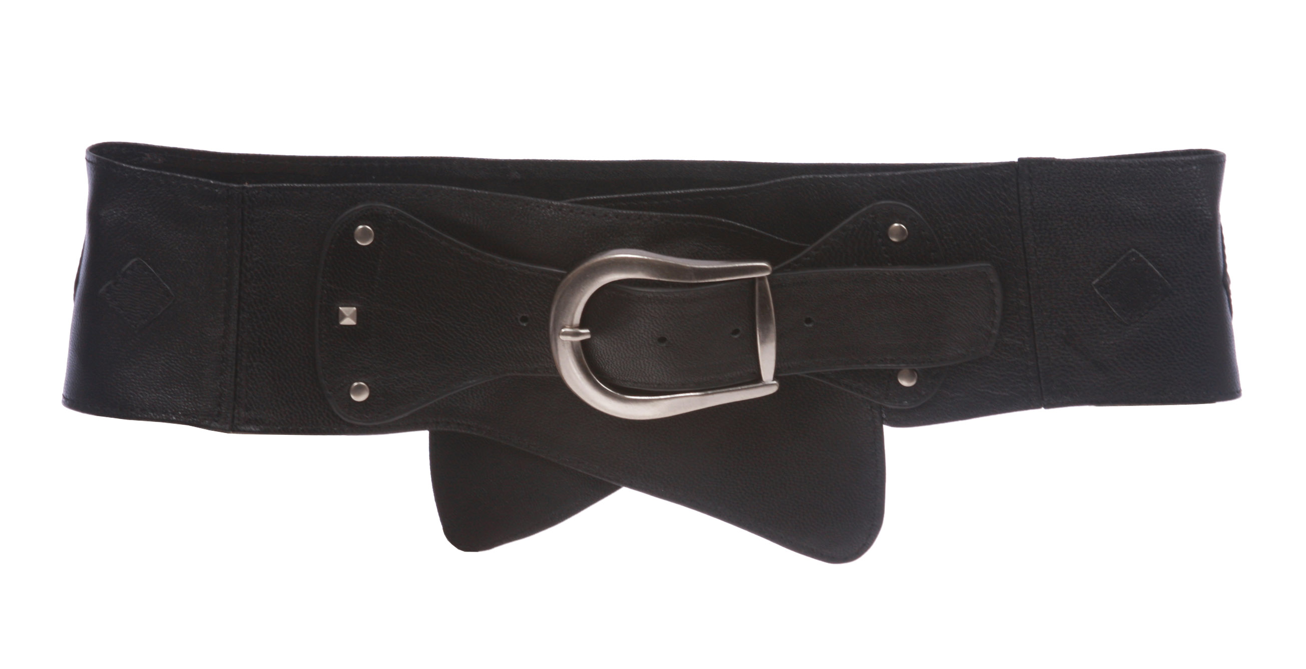 Women's 3 1/2" Wide Contour Studded Lamb Leather Belt eBay