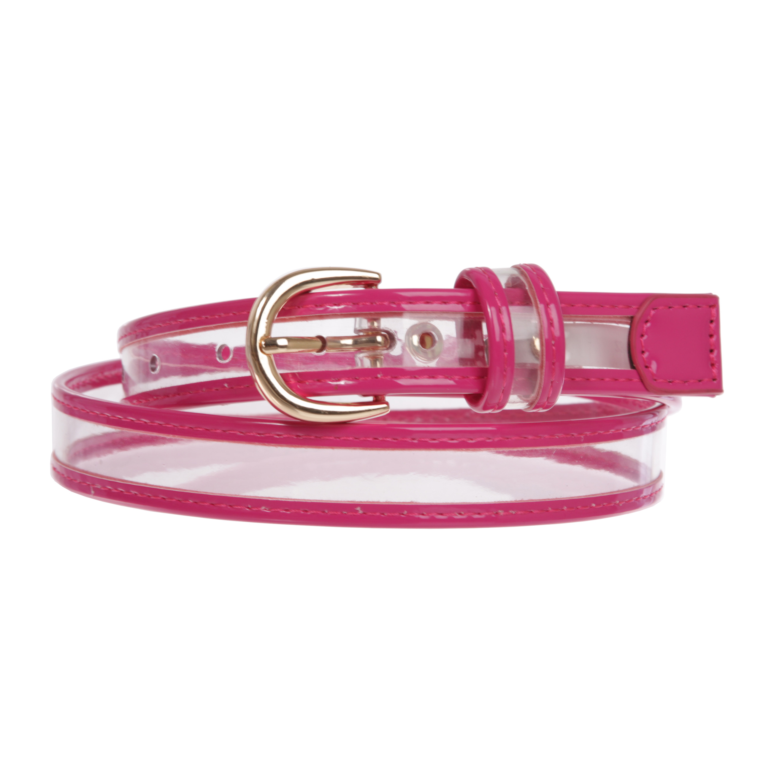 Cintura donna 1" (25 mm) in pelle verniciata trasparente con rifiniture colorate - Foto 38 di 48