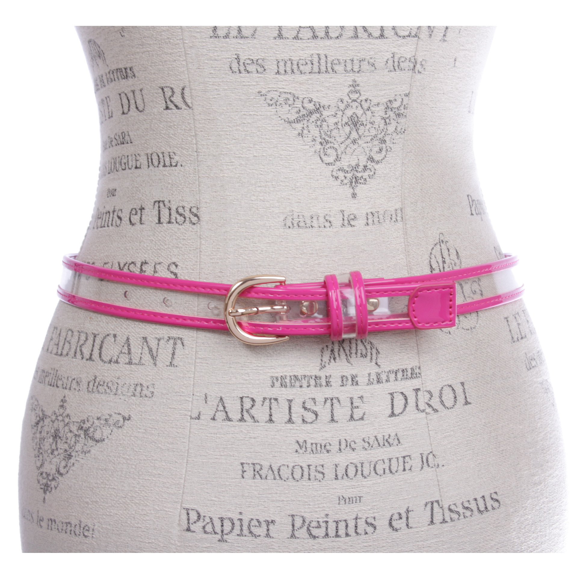 Cintura donna 1" (25 mm) in pelle verniciata trasparente con rifiniture colorate - Foto 39 di 48