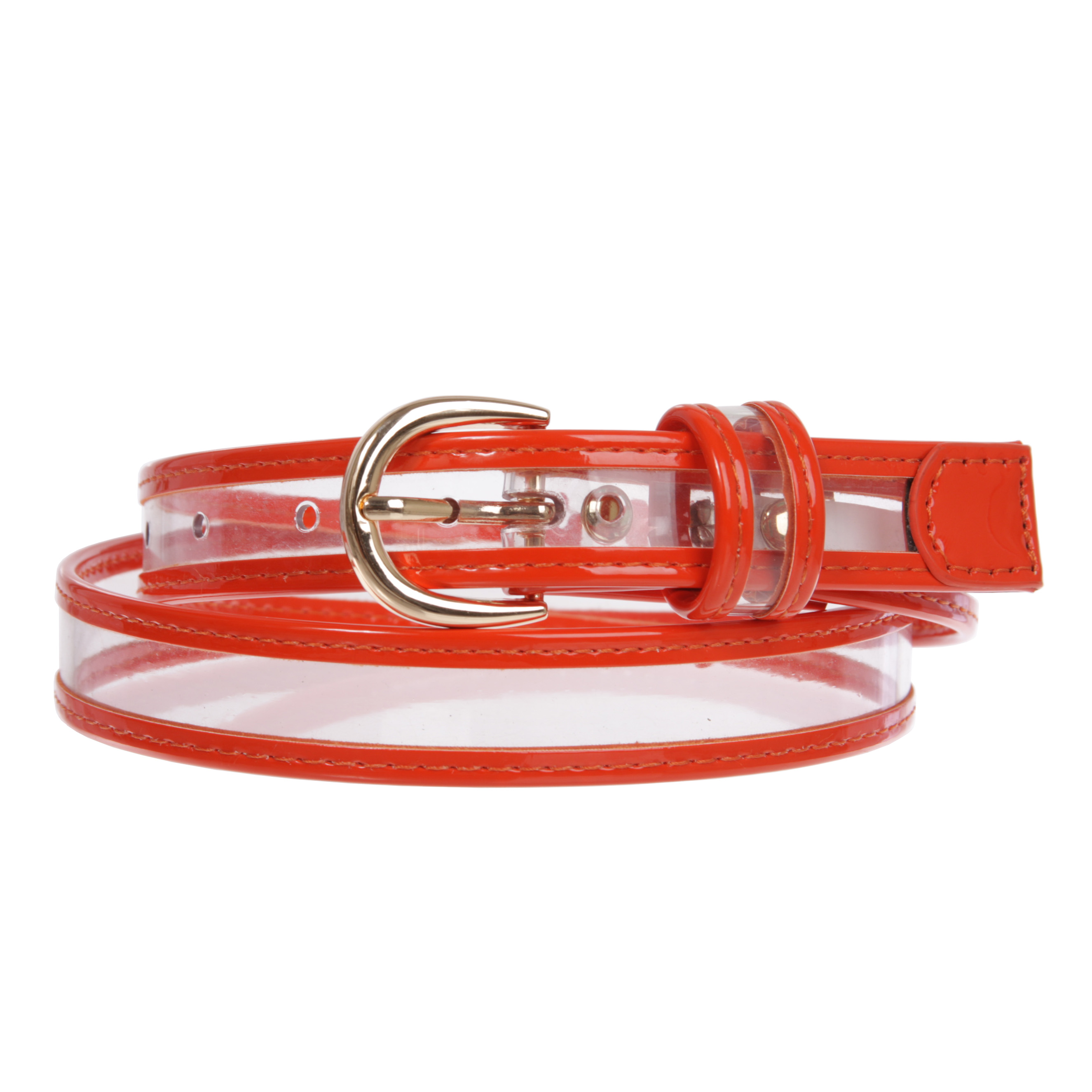 Cintura donna 1" (25 mm) in pelle verniciata trasparente con rifiniture colorate - Foto 46 di 48