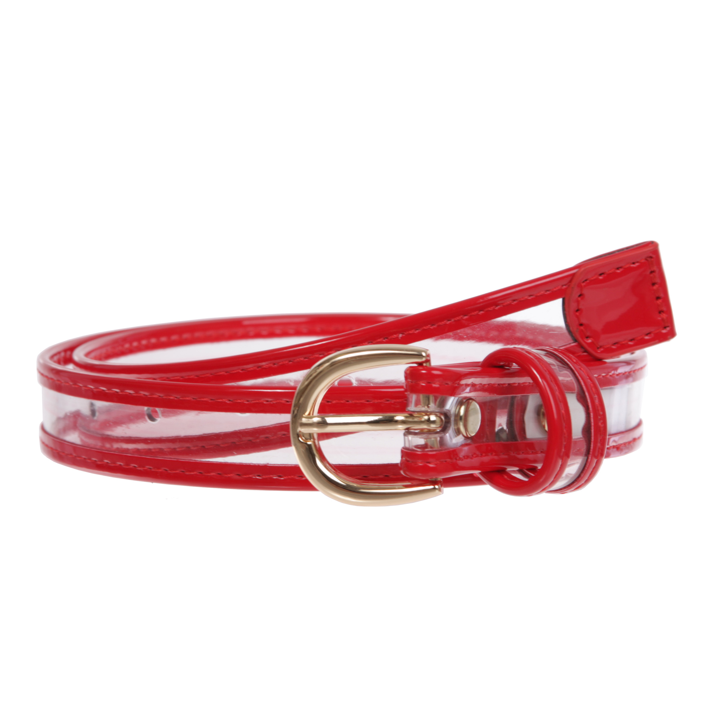 Cintura donna 1" (25 mm) in pelle verniciata trasparente con rifiniture colorate - Foto 13 di 48