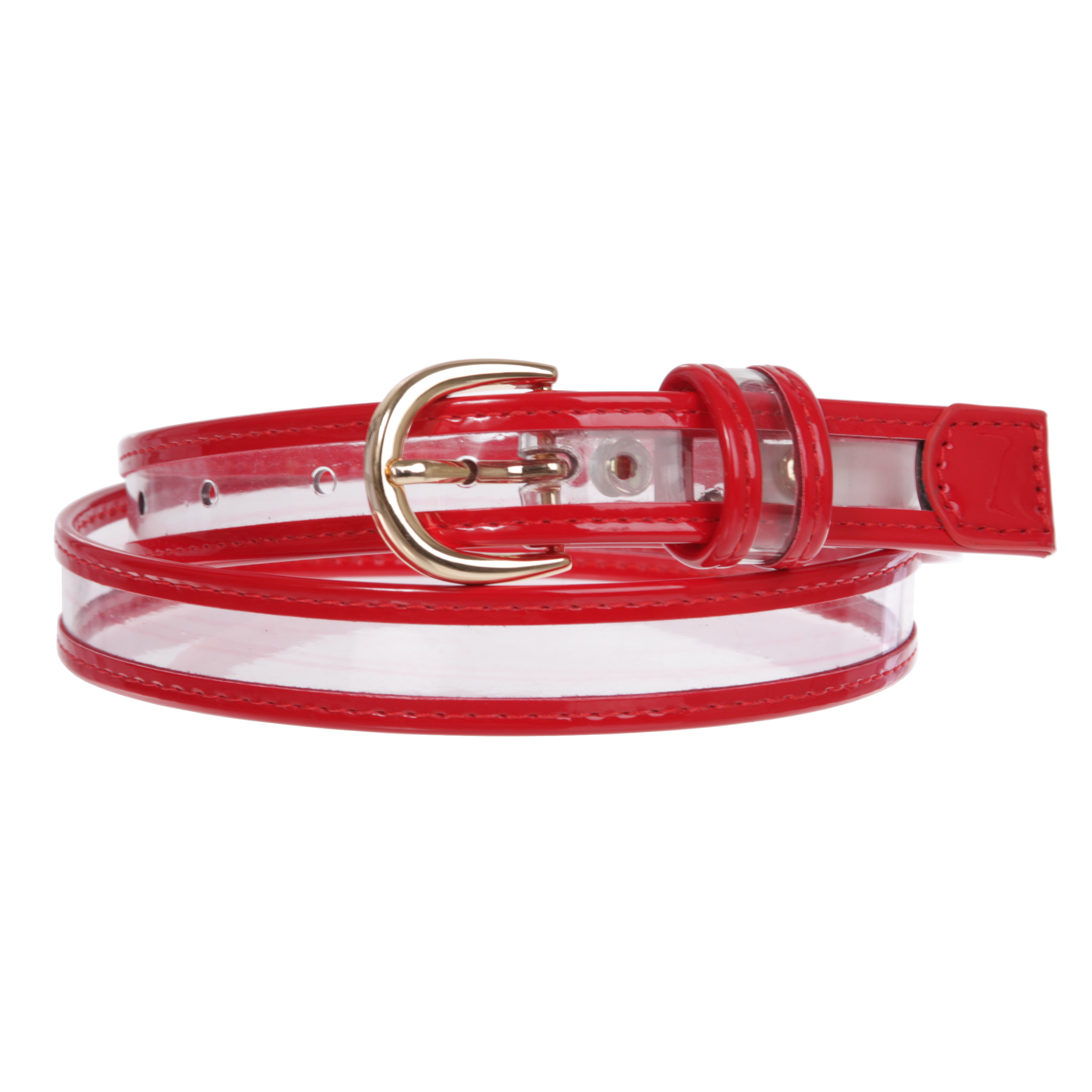 Cintura donna 1" (25 mm) in pelle verniciata trasparente con rifiniture colorate - Foto 14 di 48