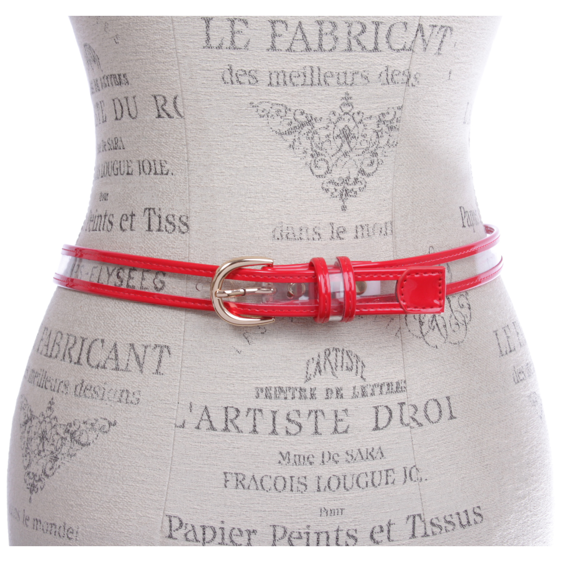 Cintura donna 1" (25 mm) in pelle verniciata trasparente con rifiniture colorate - Foto 15 di 48