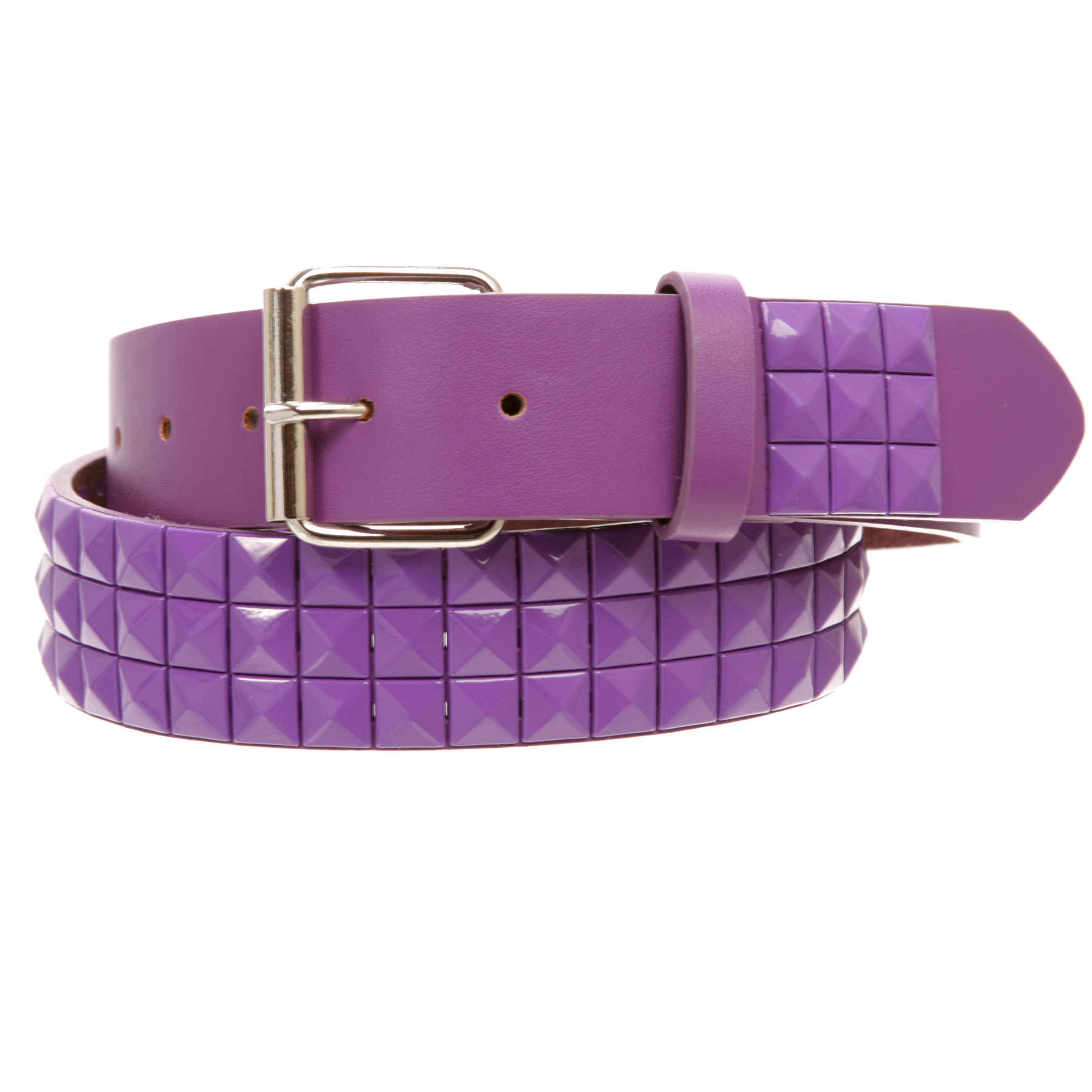 Snap On Solid Color Punk Rock Star Pyramid Studded Checker Board Leather Belt - Picture 19 of 32