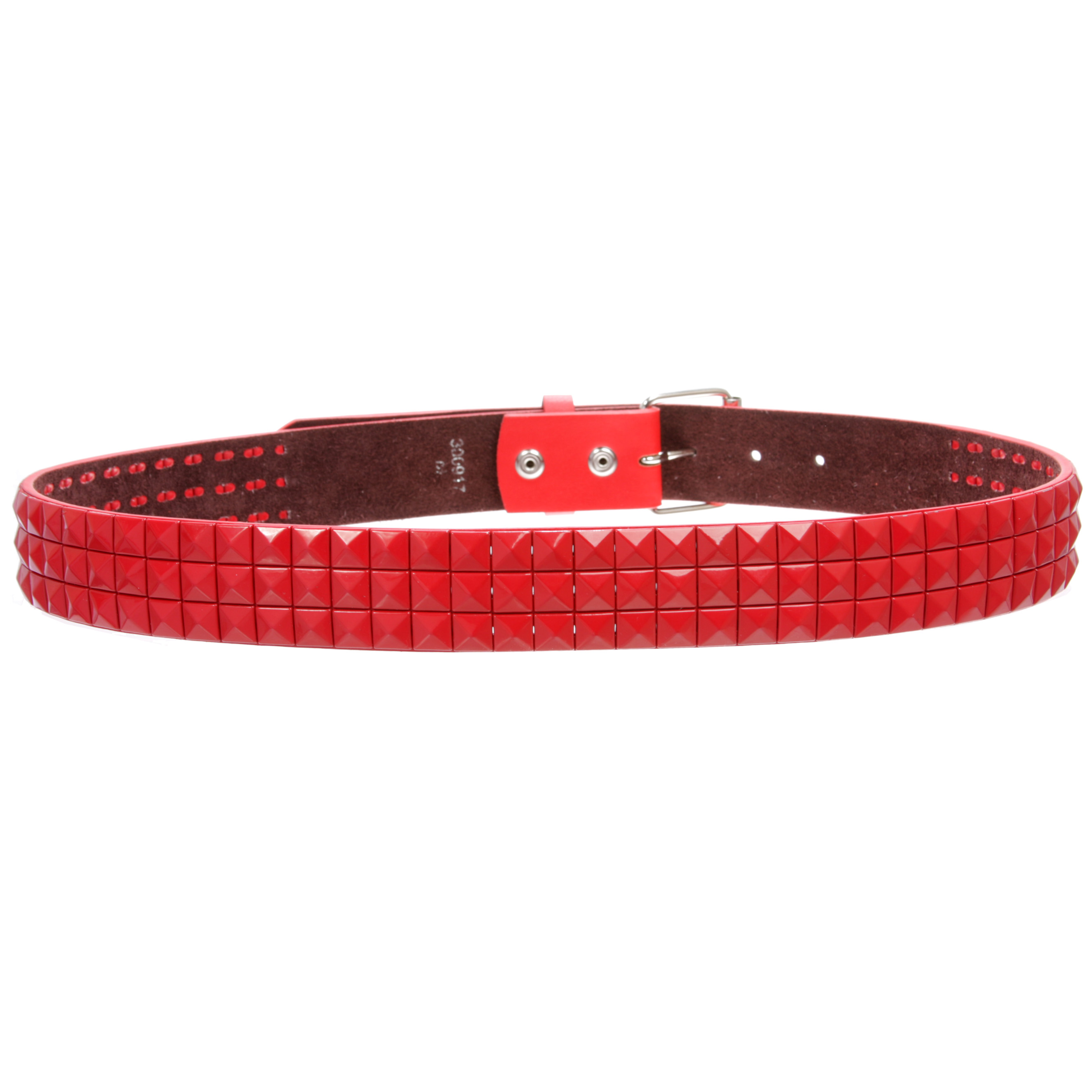 Snap On Solid Color Punk Rock Star Pyramid Studded Checker Board Leather Belt - Picture 16 of 32